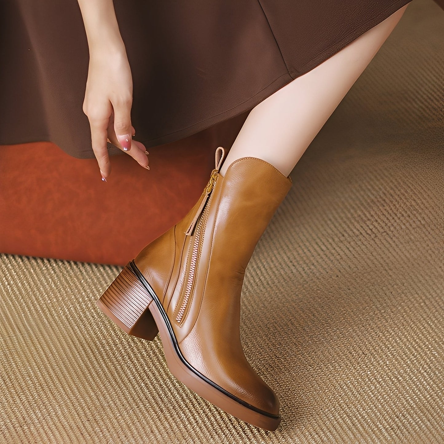 Pamella - Classici stivali in pelle alla caviglia per donne