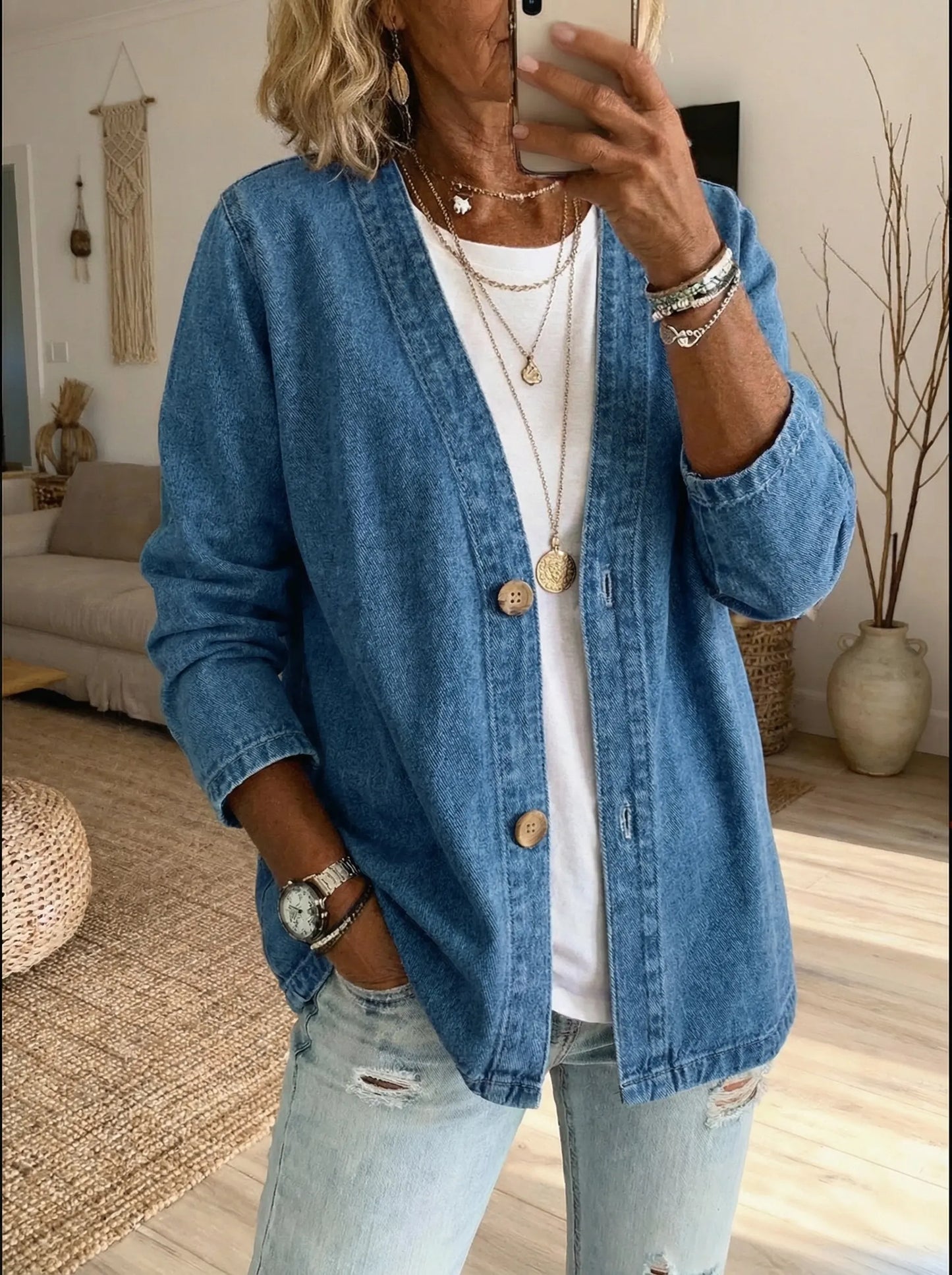 Daria - Denim Button Coat