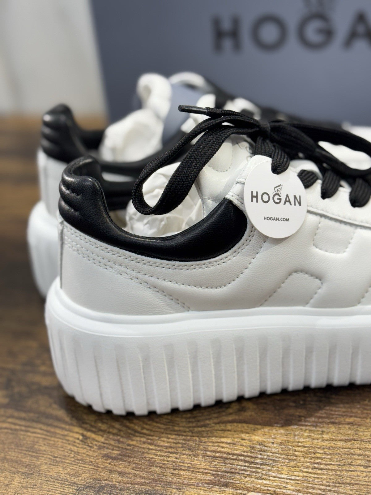 Hogan H Stripes Sneaker Pelle Bianca Zeppa