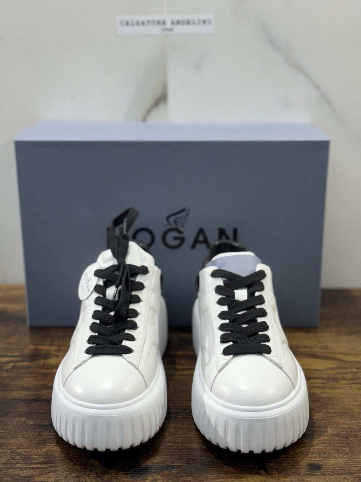 Hogan H Stripes Sneaker Pelle Bianca Zeppa