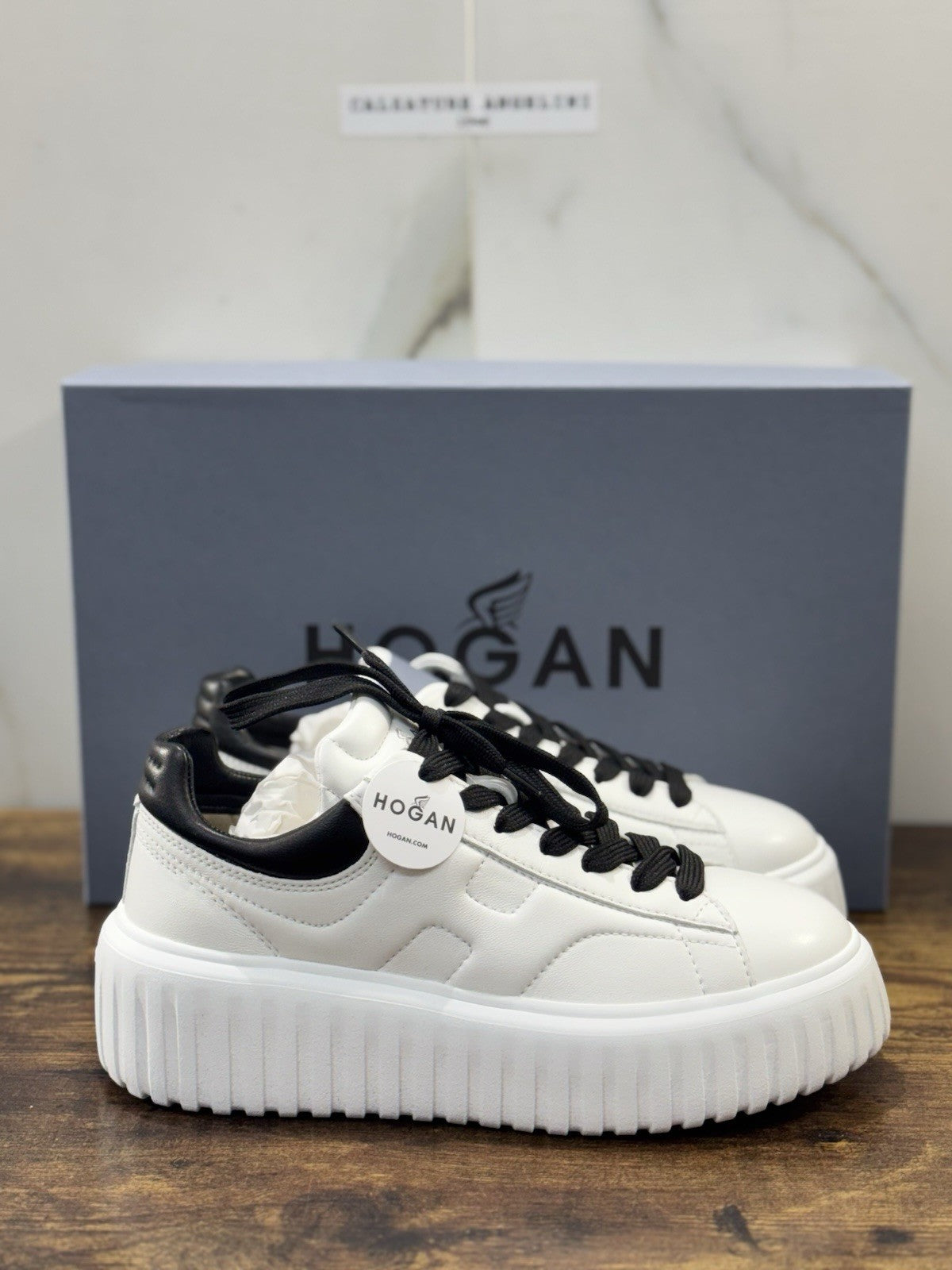 Hogan H Stripes Sneaker Pelle Bianca Zeppa