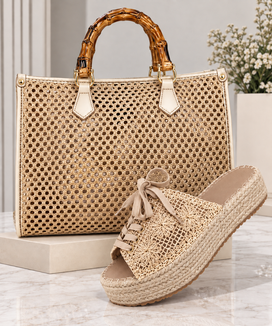 Set Sabot + Borsa Raffia Elegance