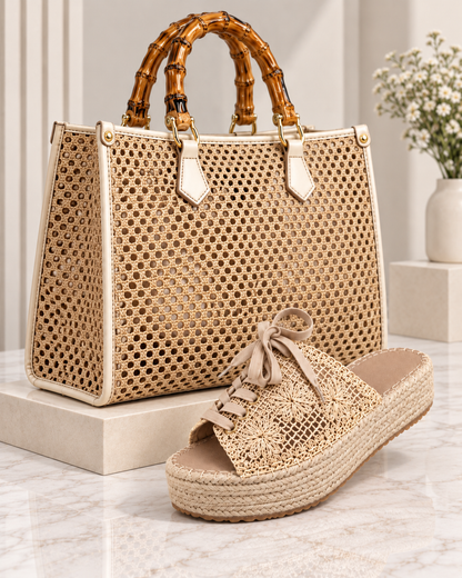 Set Sabot + Borsa Raffia Elegance