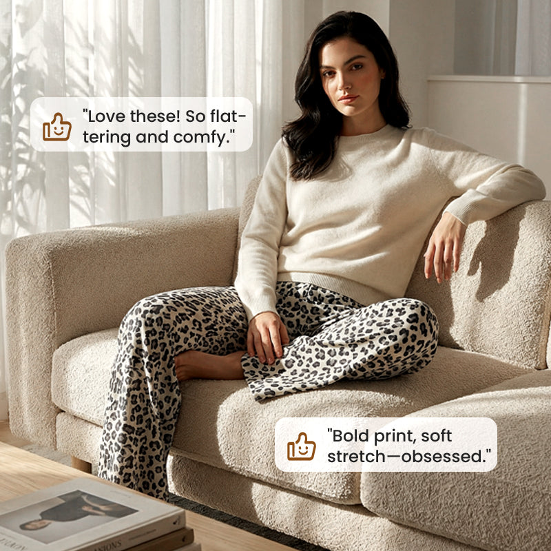 Women's High-Waist Leopard Straight-Leg Pants