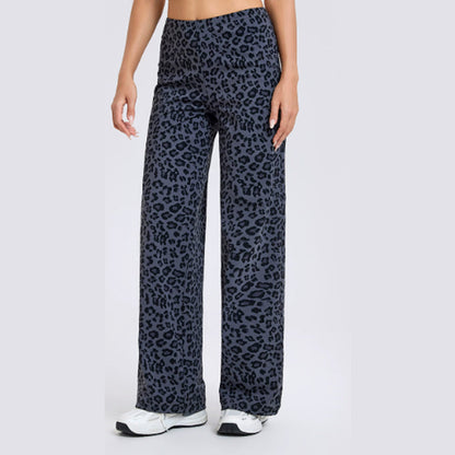 Women's High-Waist Leopard Straight-Leg Pants