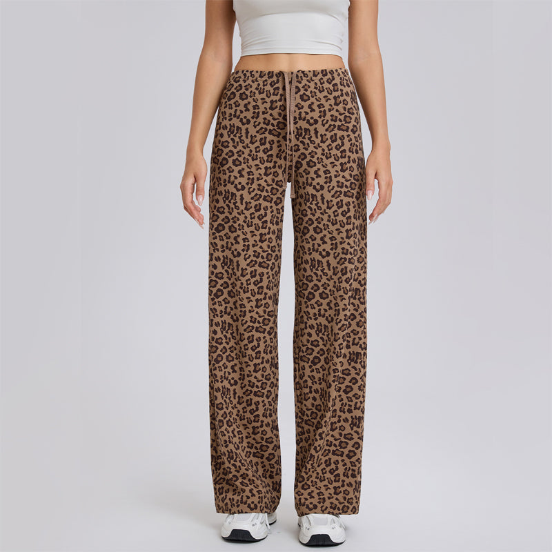 Women's High-Waist Leopard Straight-Leg Pants