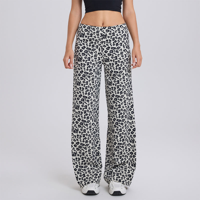 Women's High-Waist Leopard Straight-Leg Pants